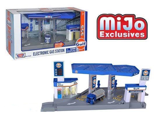 GULF Gas Station with Gas Tanker Sound & Light - Motormax 1/64 - 79638 - Passion Diecast