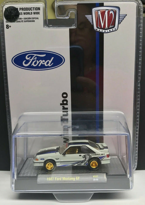 1987 Ford Mustang GT 5.0 Twin Turbo Fox Body  -  M2 Machines 1:64 Hobby Exclusive Detroit Muscle- CHASE CAR 31500-HS07GR