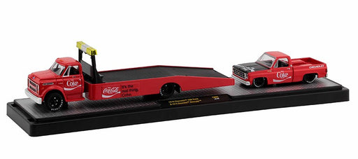 1970 Chevrolet C60 Ramp Truck with 1979 Chevrolet Silverado Pickup Coca-Cola -  M2 1/64  TW02 B  -  Passion Diecast 