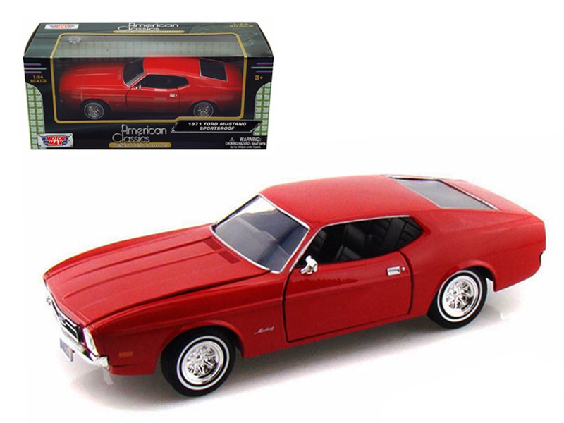 1971 FORD MUSTANG SPORTSROOF  RED - MOTORMAX 1/24 - 73327 RD - Passion Diecast 