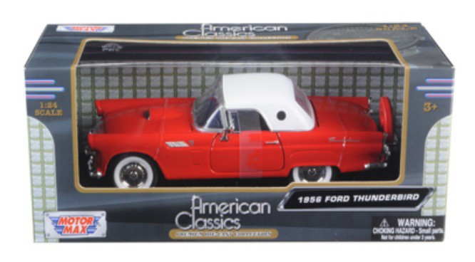 1956 Ford Thunderbird T-Bird Red -  Motormax 1/24 - 73312 RD  -Passion Diecast 