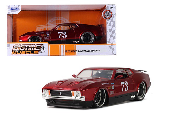 1973 Ford Mustang Mach 1 Firestone Red - Bigtime Muscle  -  Jada 1/24 - 32301 - Passion Diecast 