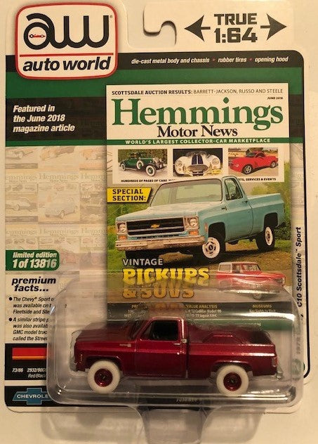 1979 Chevrolet Scottsdale -Two-Tone Red and Black with Yellow Pinstripes - Hemmings Muscle - Auto World 1/64 - AWSP048 B