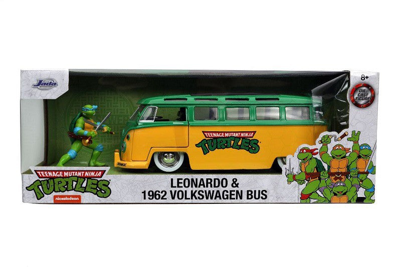 Ninja Turtle - 1962 Volkswagen Bus &  Leonardo  figure -  Jada 1-24 - 31786  - Passion Diecast 