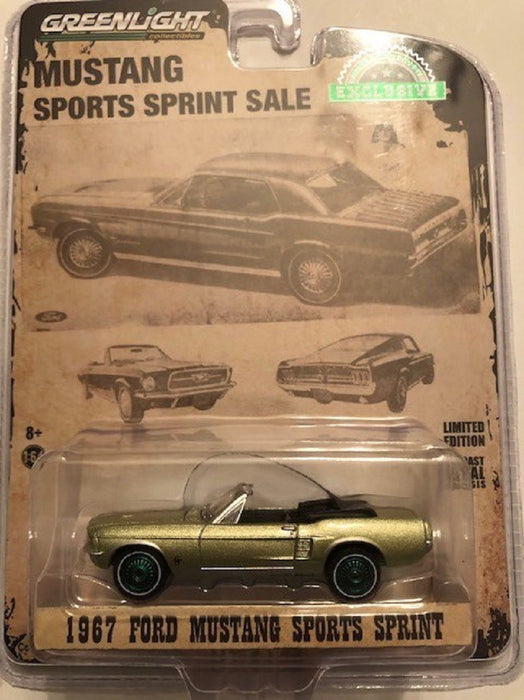 1967 Ford Mustang Convertible Sports Sprint - Lime Gold - GREENMACHINE 1/64  Hobby Exclusive - 30215GR
