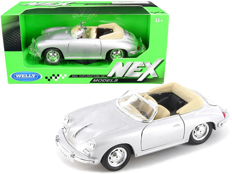 Porsche 356B Convertible  Silver -  Welly 1/24 - 29390 SIL - Passion Diecast