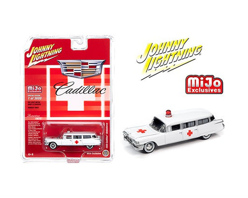1959 Cadillac Ambulance  White - Johnny Lightning -  1:64 Mijo Exclusive - JLCP7350 - Passion Diecast 