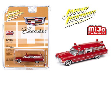 1966 Cadillac Ambulance  Red - Johnny Lightning -  1:64 Mijo Exclusive - JLCP7351 - Passion Diecast 