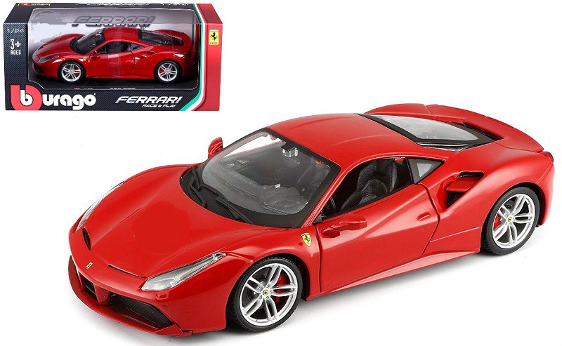 Ferrari 488 GTB Red -  Bburago 1/24 - 26013 -RD - Passion Diecast 
