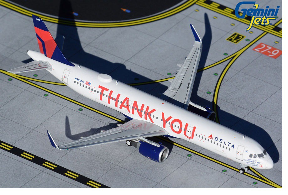 Delta Air Lines Airbus A321 "Thank You" N391DN - Gemini Jets 1/400 - GJDAL1927 - Passion diecast 