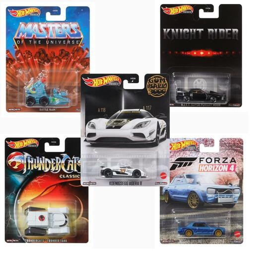 Hot Wheels 1:64 Retro Entertainment 2021  ''B'' Case Favorite  -  Assortment -  Set of 5 Cars - DMC55-957A - Passion Diecast
