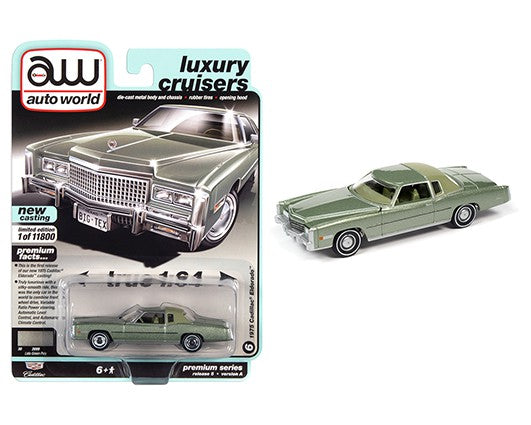 1975 Cadillac Eldorado - Green Metallic  /  Vinyl Roof - Auto World 1/64 - AWSP058 A  - Passion Diecast