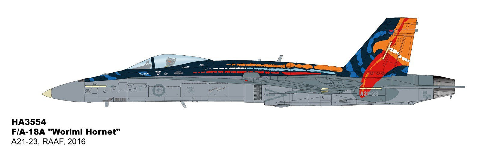 McDonnell Douglas F/A-18A Hornet - RAAF No.75 Sqn, Worimi Hornet, Australia, 2016 - Hobby Master 1/72 HA3554 - Passion Diecast