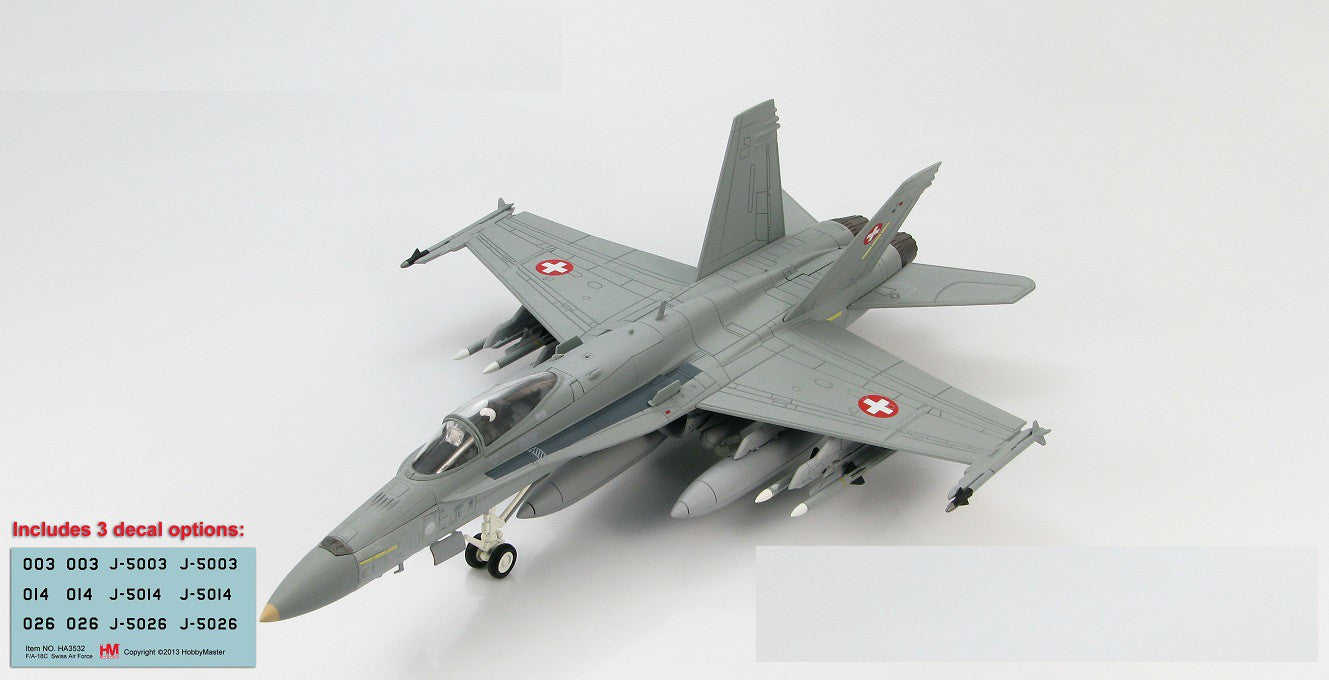 McDonnell Douglas F/A-18C Hornet Swiss Air Force - Switzerland - With decal Sheet - Hobby Master 1/72 HA3532B - Passion Diecast