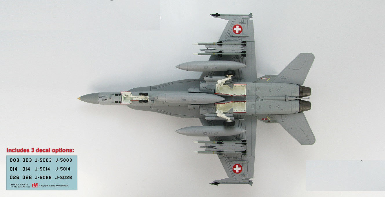 McDonnell Douglas F/A-18C Hornet Swiss Air Force - Switzerland - With decal Sheet - Hobby Master 1/72 HA3532B - Passion Diecast