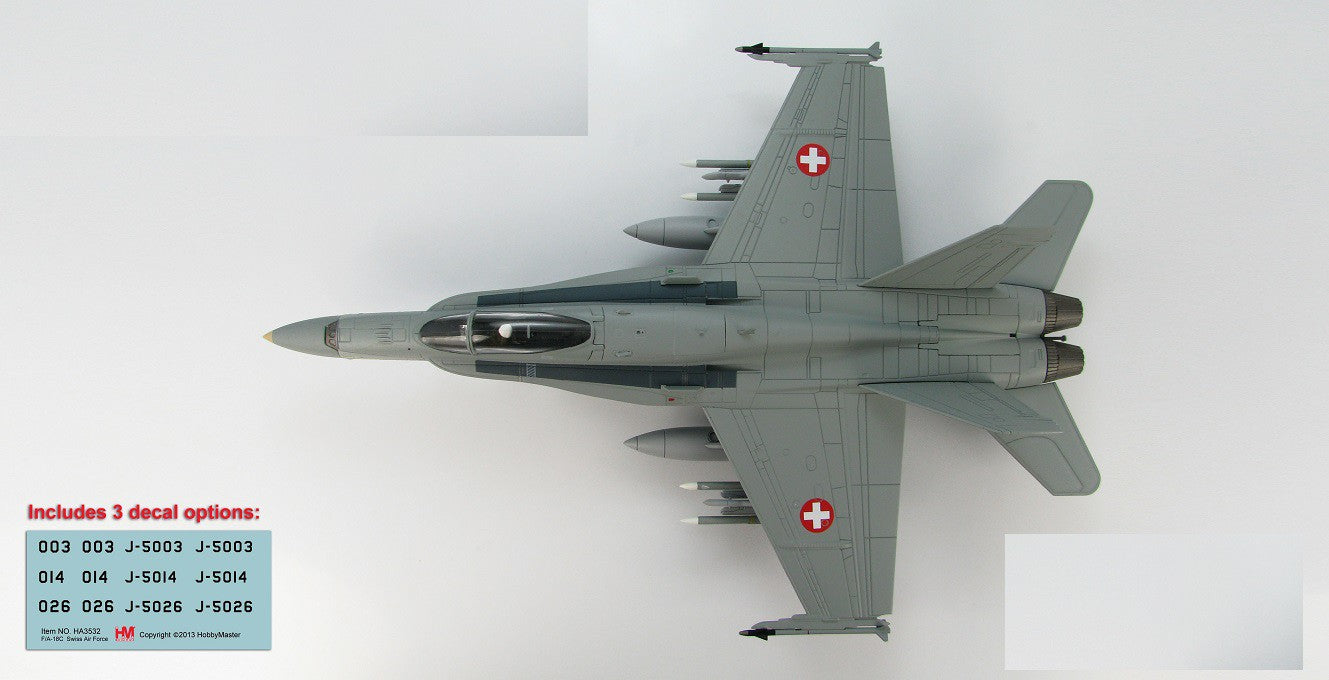 McDonnell Douglas F/A-18C Hornet Swiss Air Force - Switzerland - With decal Sheet - Hobby Master 1/72 HA3532B - Passion Diecast