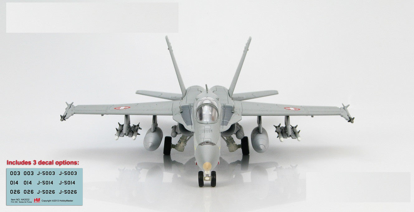 McDonnell Douglas F/A-18C Hornet Swiss Air Force - Switzerland - With decal Sheet - Hobby Master 1/72 HA3532B - Passion Diecast