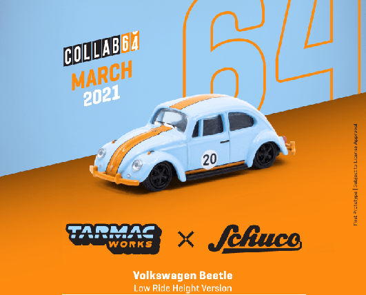Volkswagen Beetle Blue Orange - Tarmac Works  / Schuco 1/64  - T64S-006-GF  -  Passion Diecast 