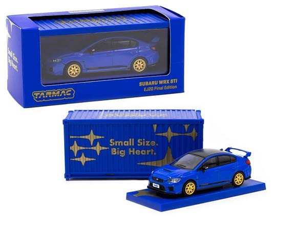 Subaru WRX STI EJ20 Final Edition with Container - Blue - Tarmac Works  1/64 - T64-016-FE  - Passion Diecast 