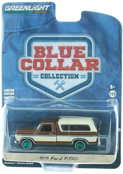 1979 Ford F-150 with Camper Shell in Dark Brown  and Creme - Blue Collar Collection 8 - Greenlight 1/64 -  35180 C