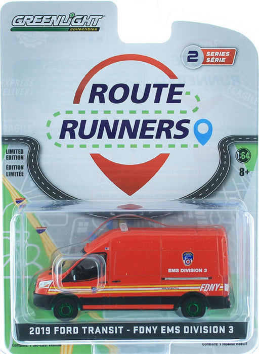 2019 Ford Transit LWB FDNY Fire Department EMS Division 3 - Route Runners Series 2 - GREENMACHINE 1-64  - 53020 EGR