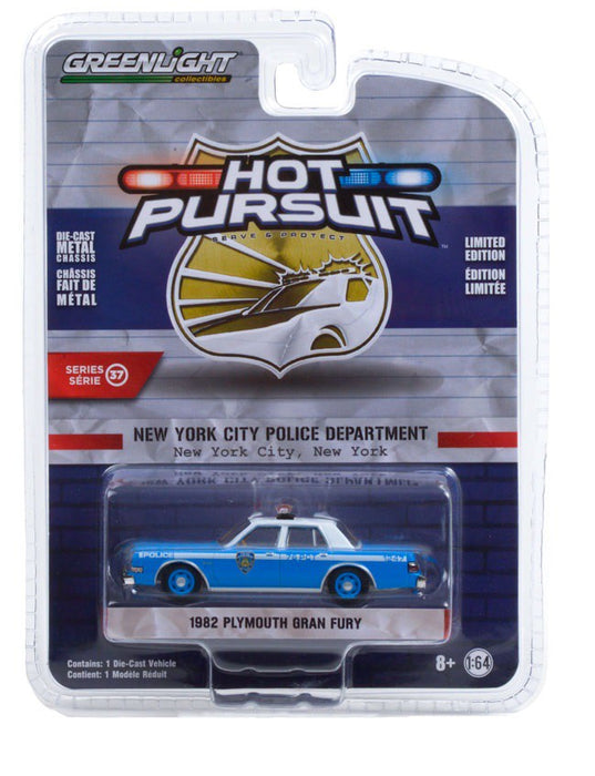 1982 Plymouth Gran Fury - NYPD Police Dept - Hot Pursuit Series 37 -1-64 Greenlight - 42950 B - Passion Diecast 