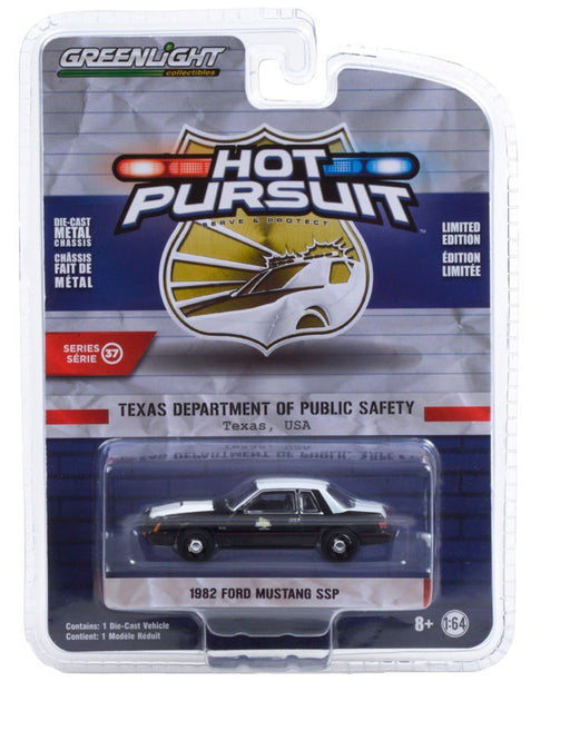 1982 Ford Mustang SSP - Texas Department of Public Safety - Hot Pursuit Series 37 -1-64 Greenlight - 42950 A - Passion Diecast 