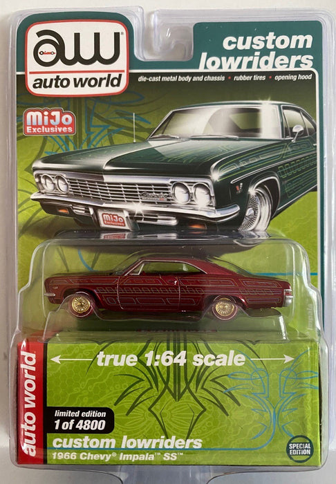 1966 Chevy Impala SS Green - Lowriders - CHASE CAR ULTRA RED Auto World 1/64 MiJo Exclusives - CP7740GR
