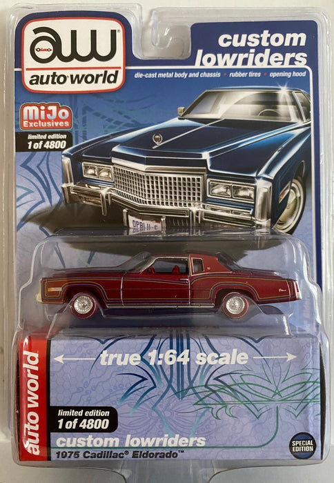 1975 Cadillac Eldorado Blue - Lowriders - CHASE CAR ULTRA RED Auto World 1/64 MiJo Exclusives - CP7720GR