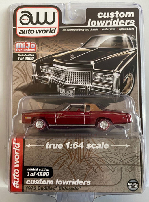 1975 Cadillac Eldorado Black - Lowriders - CHASE CAR ULTRA RED Auto World 1/64 MiJo Exclusives - CP7719GR