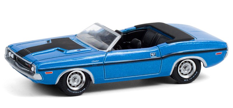 1970 Dodge Challenger Convertible in B5 Blue with Black GL Muscle  24 Greenlight 1/64  13290 B -  Passion Diecast 