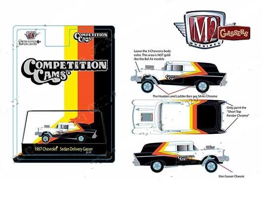 HE Gasser 1957 Chevy Sedan Delivery Competition Cams - M2 Machine Hobby Exclusive 1:64 - 31600 GS09 - Passion Diecast 