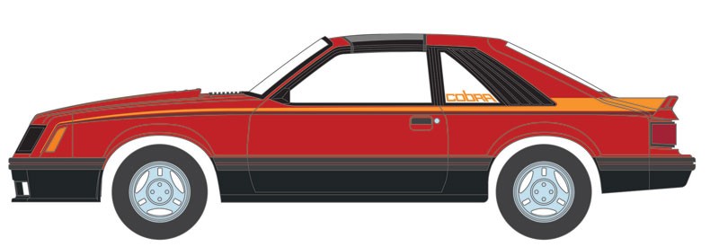 1981 Ford Mustang Cobra in Bright Red -  1-64 greenlight - 13300 C