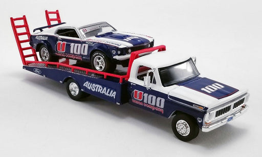 ALLAN MOFFAT - U100 - FORD F-350 RAMP TRUCK WITH U100 1969 FORD TRANS AM MUSTANG  - Acme 1/64 -  51342