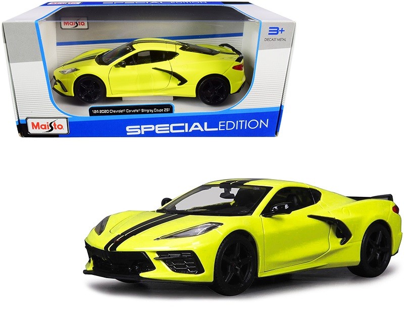 2020 Chevrolet Corvette C8 Stingray Z51  Yellow - Maisto 1/24 - 31527 YL  - Passion Diecast 