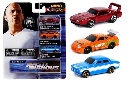 Fast & Furious 2019   set of 3 Hollywood Rides -  Jada Nano - 31124 - Passion Diecast