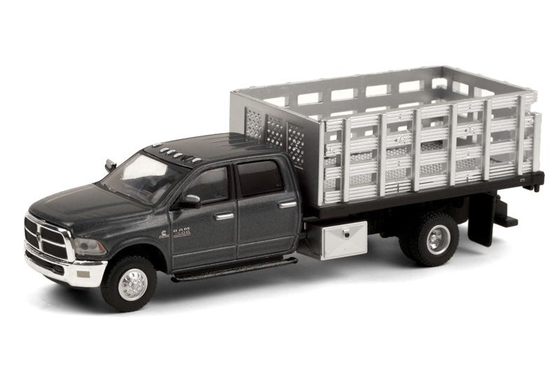 2018 Ram 3500 Dually Stake Truck in Granite Crystal - Dually Drivers  6 - Greenlight 1-64 - 46060 E  -  Passion Diecast
