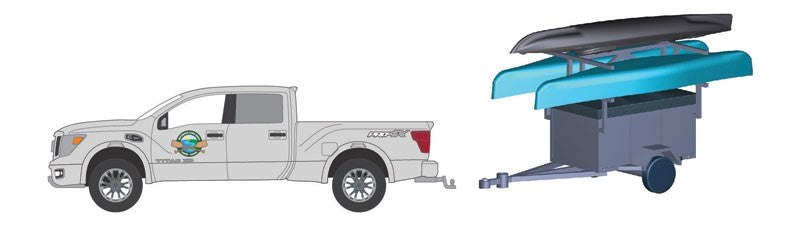 2019 Nissan Titan XD Pro-4X  with Canoe Trailer,  Canoe and Kayak - Hitch & Tow 23, 1/64 Greenlight - 32230 A