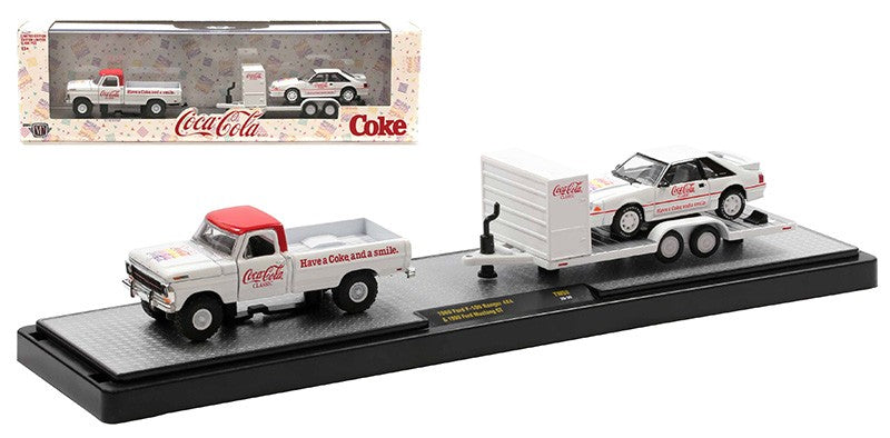 Coca-Cola - 1969 Ford F-100 Ranger 4x4 with 1990 Ford Mustang GT  -  M2 1/64 - 56000-TW08 B  -  Passion Diecast 