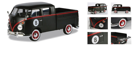 Volkswagen Type 2 T1 Double Cab Pickup Matte Black  -  Motormax 1-24 - 79562 - Passion Diecast 
