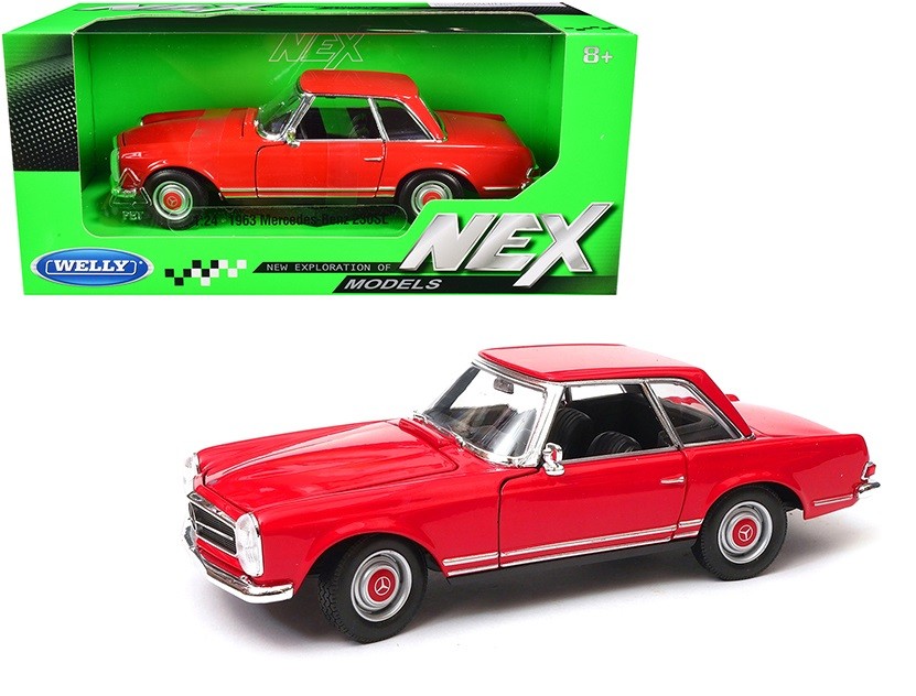 1963 Mercedes Benz 230SL Coupe Red - Welly 1/24 - 24093 RD  - Passion Diecast 