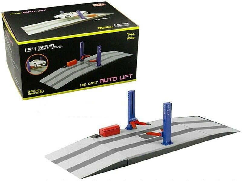 Two Post Lift  électric Blue and Red - MiJo 1/24 - 9908  - Passion Diecast 
