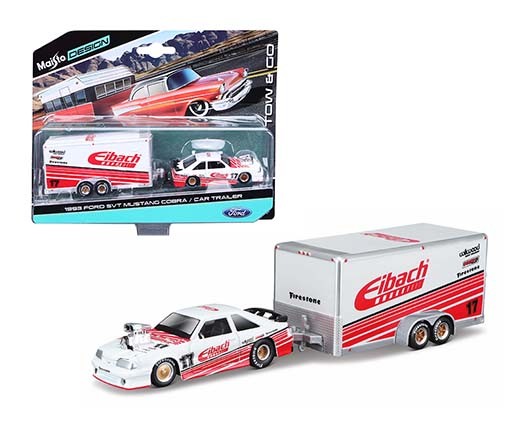 Ford SVT Mustang Cobra With Enclosed Trailer Eibach - Maisto 1:64 Design Tow & Go - 15368-21A -  Passion Diecast 