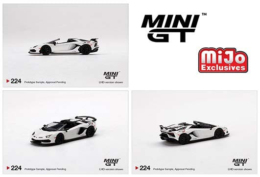 Lamborghini Aventador SVJ Roadster Bianco Canopus -  MINI GT 1:64 - MGT00224