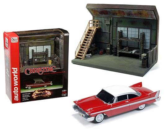 Darnell's Garage Diorama with 1958 Plymouth Fury  - Auto World  Scenic Display - 1:64 - AWSD001  - Passion Diecast 