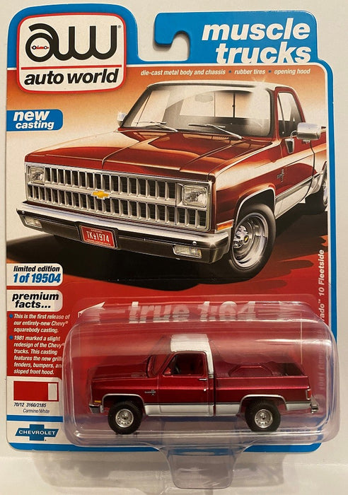 1981 Chevrolet  Silverado 10  Carmine Red/white - CHASE CAR ULTRA RED Auto World 1:64 - AWSP062 AGR