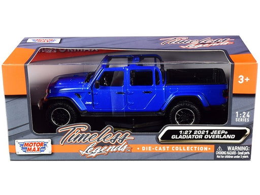 2021 Jeep Gladiator Overland Open Top Blue - Motormax 1/24 - 79367 BL  - Passion Diecast 