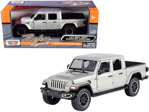 2021 Jeep Gladiator Overland Hard  Top Silver - Motormax 1/24 - 79367 SIL - Passion Diecast 