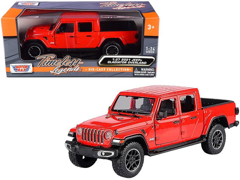 2021 Jeep Gladiator Overland Hard Top Red - Motormax 1/24 - 79367 RD  - Passion Diecast 