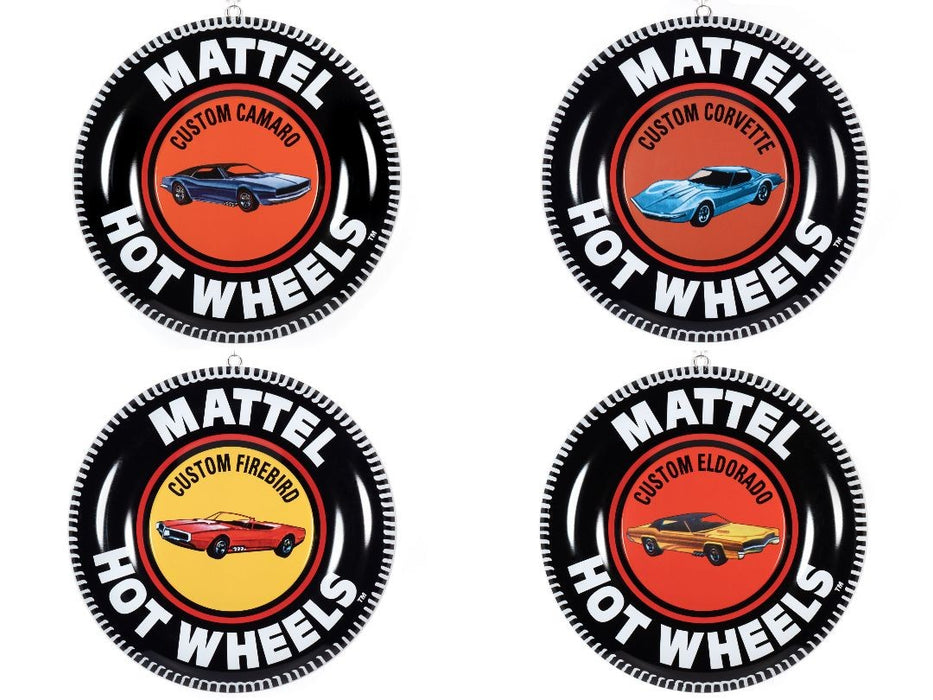 Hot Wheels Tin Sign 12"  Button Assortment R1  - AWAC002 -  Passion Diecast